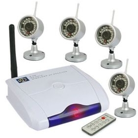 2.4GHZ Four Channel Remote Wireless Receiver with 4x Night Vision Wireless Camera